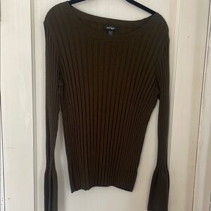 Lord & Taylor Olive Ribbed Knit Sweater